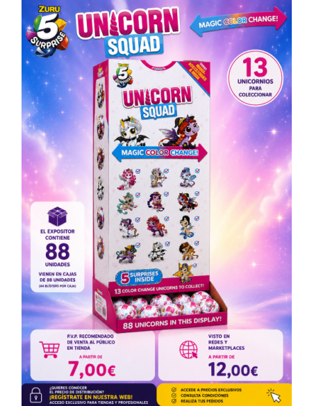 BOLA ZURU SURPRISE UNICORNIO SQUAD, EXP 88 UDS
