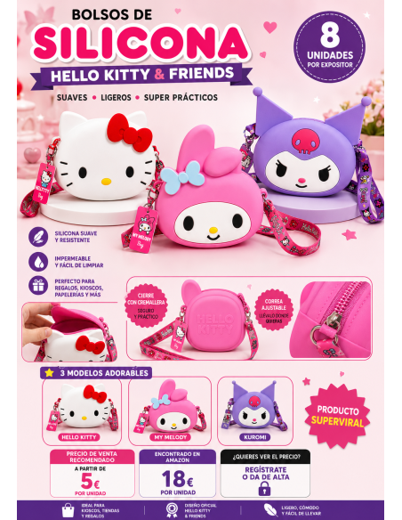 BOLSO HELLO KITTY AND FRIENDS,  EXP 8 UDS