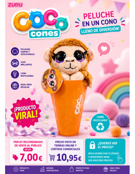 PELUCHE CONO ZURU COCO CONES , EXP 12 UDS