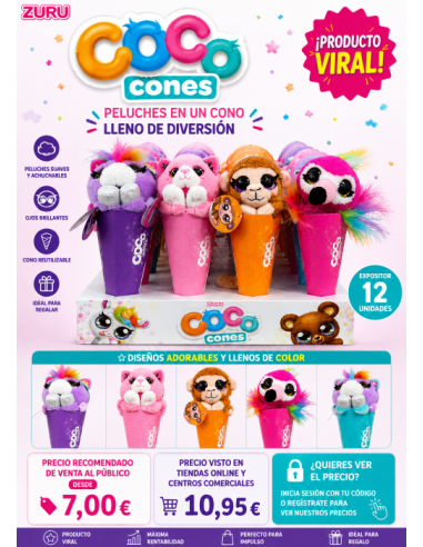 PELUCHE CONO ZURU COCO CONES , EXP 12 UDS