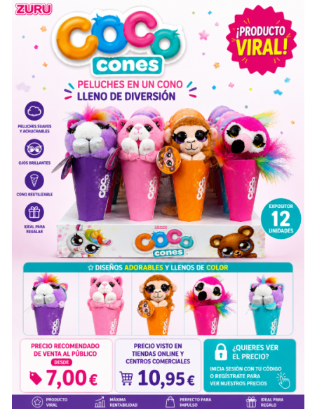 PELUCHE CONO ZURU COCO CONES , EXP 12 UDS