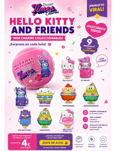 BOLA HELLO KITTY AND FRIENDS SWEET TIMES CHARMS, EX 18 UDS