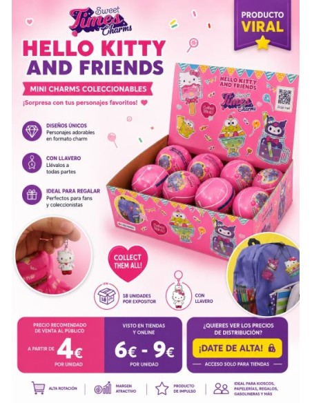 BOLA HELLO KITTY AND FRIENDS SWEET TIMES CHARMS, EX 18 UDS