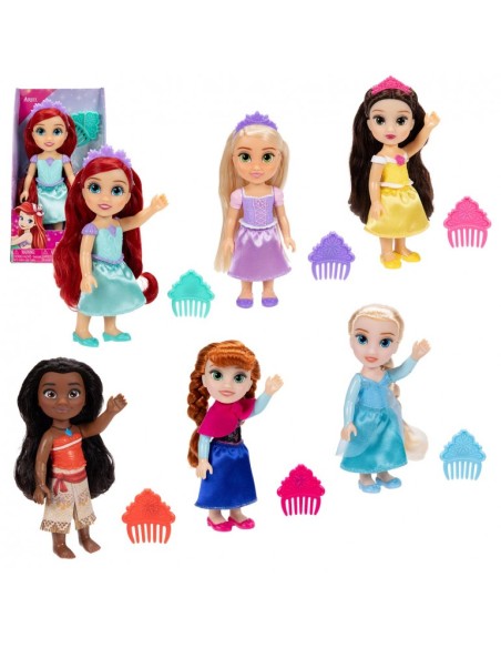 CAJA MINI MUÑECA DISNEY CON PEINE , CAJA 6 UDS