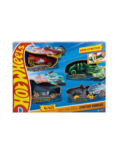 HOT WHEELS STRETCHY VEHICLES PACK 4