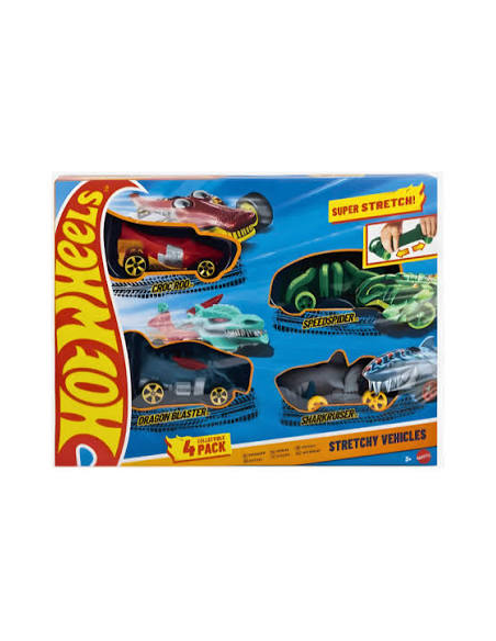 HOT WHEELS STRETCHY VEHICLES PACK 4